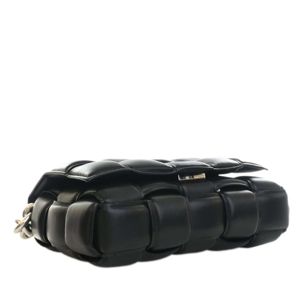 Bottega Veneta Nappa Intrecciato Padded Chain Cassette Satchel Black Leather Very good - Box View
