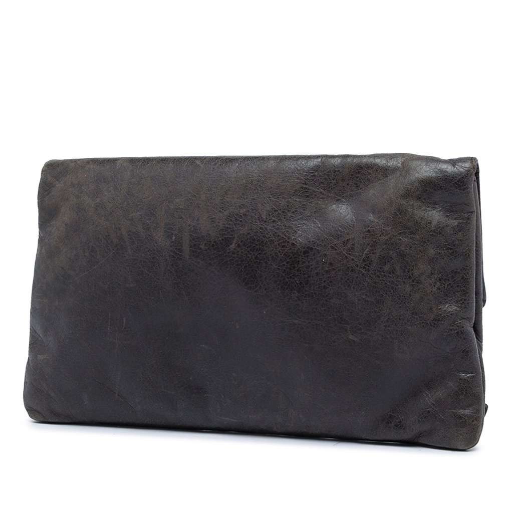 Balenciaga Lambskin Motocross Giant 21 Envelope Clutch Brown Leather Very good - Back View