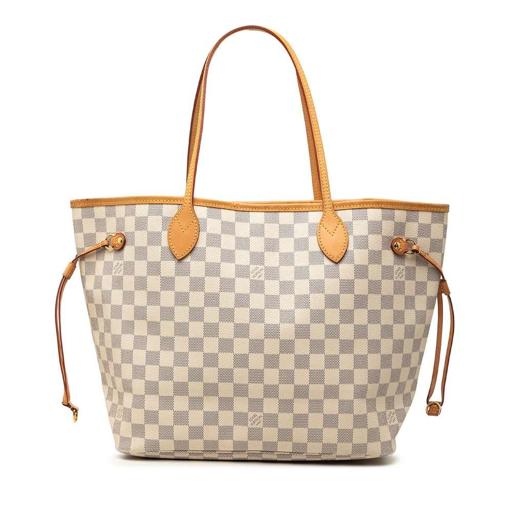 Louis Vuitton Damier Azur Neverfull MM White Very good - Front View