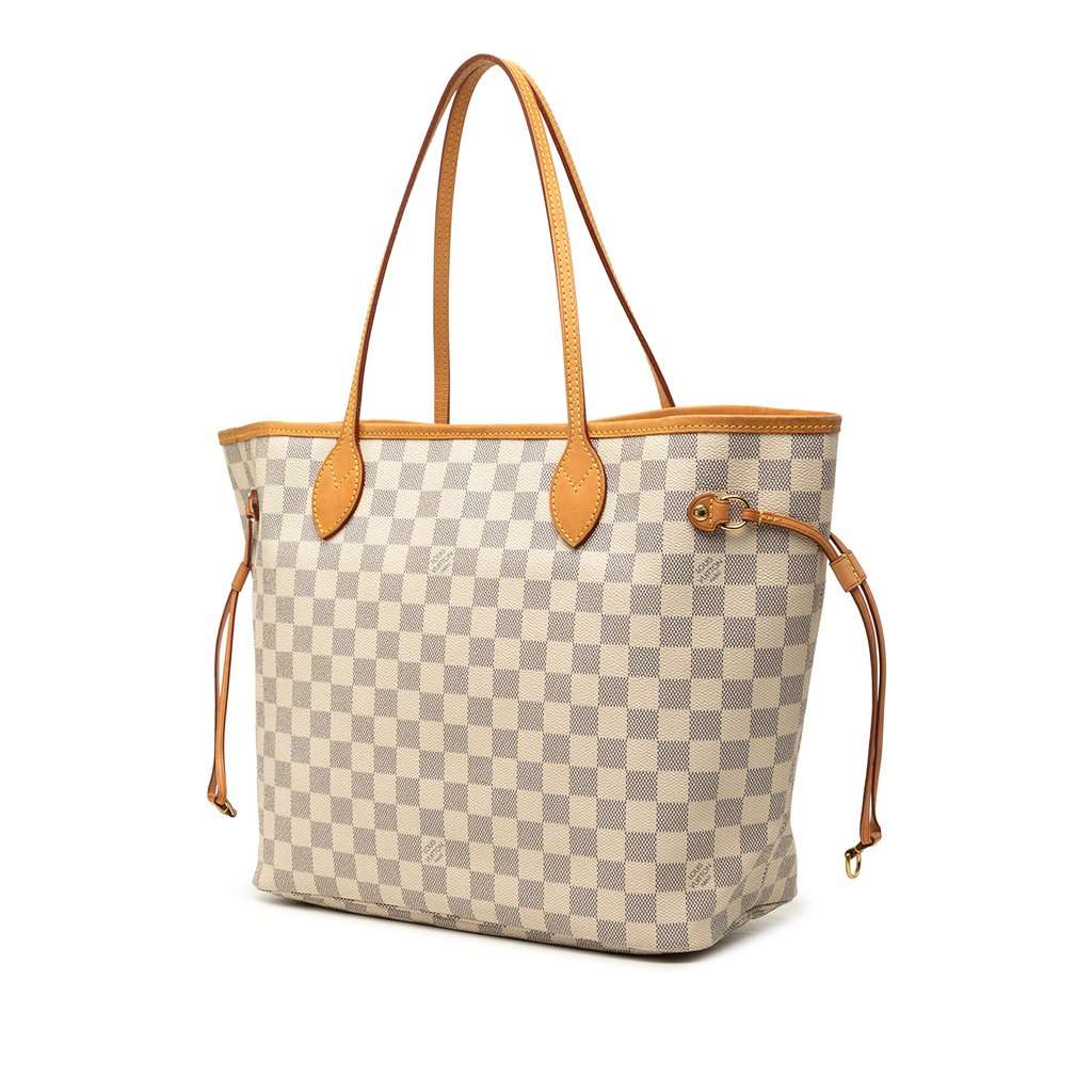 Louis Vuitton Damier Azur Neverfull MM White Very good - Back View