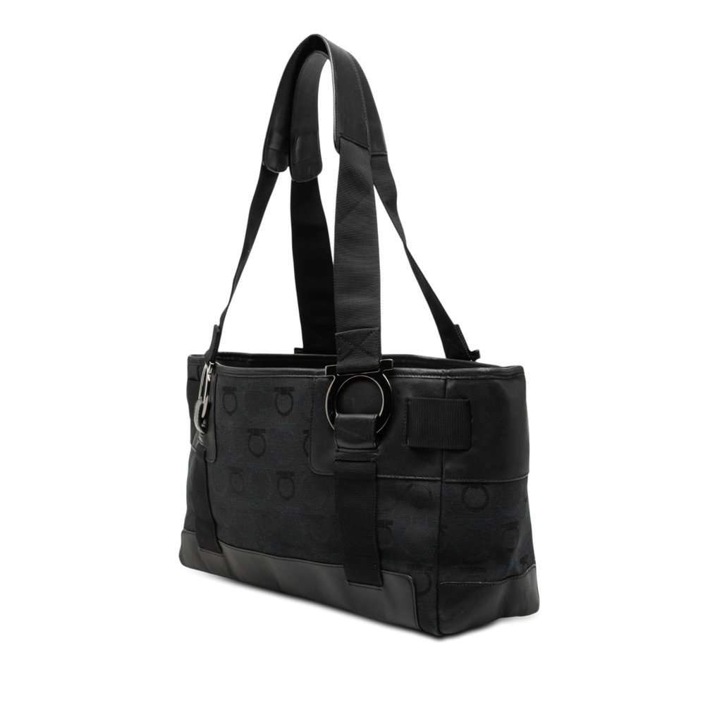 Ferragamo Gancini Canvas Tote Black Very good condition - Back View