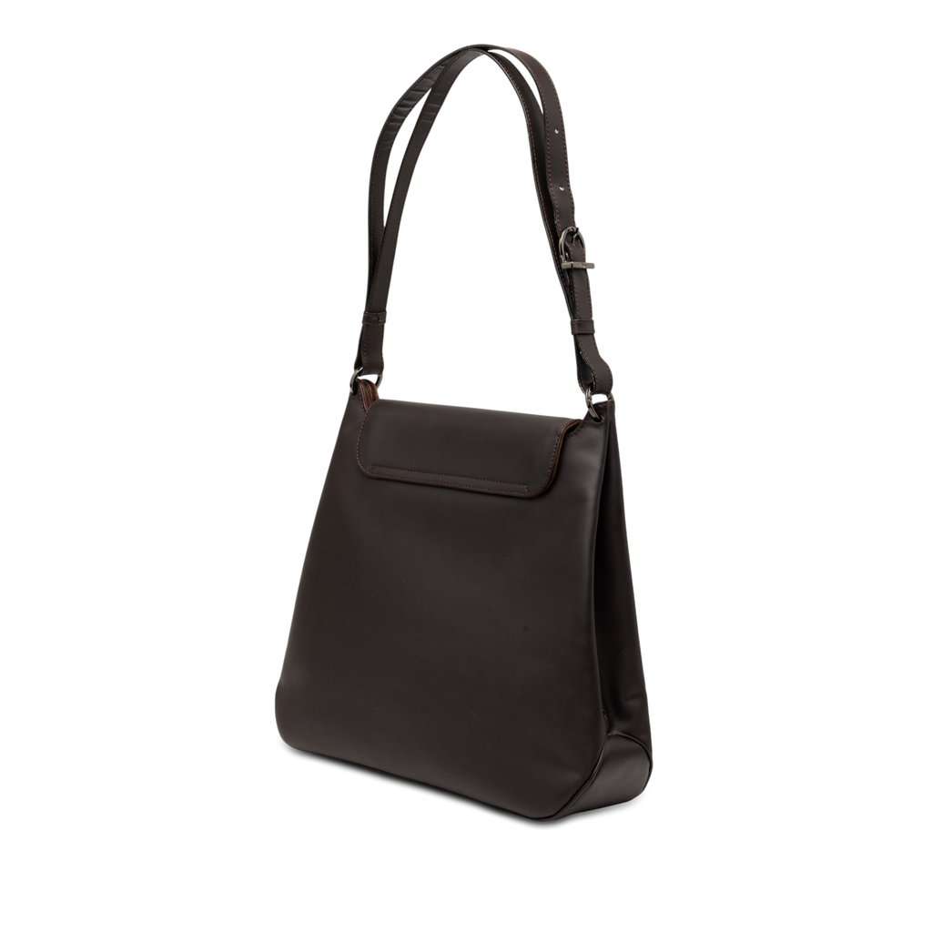 Salvatore Ferragamo Leather Vara Bow Buckle Shoulder Bag Brown Leather Very good condition - Back View