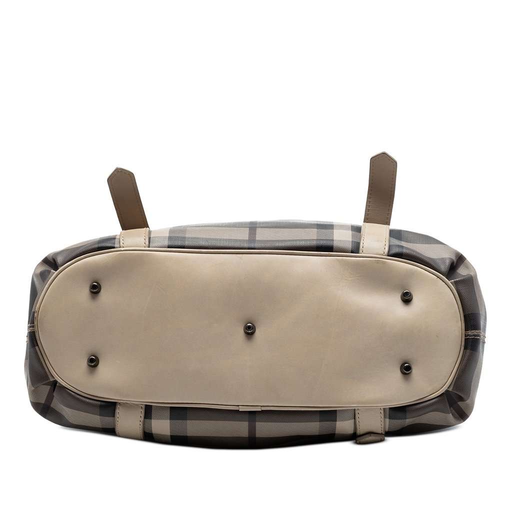 Burberry Smoked Check Coated Canvas Satchel Beige Very good condition - Inside View