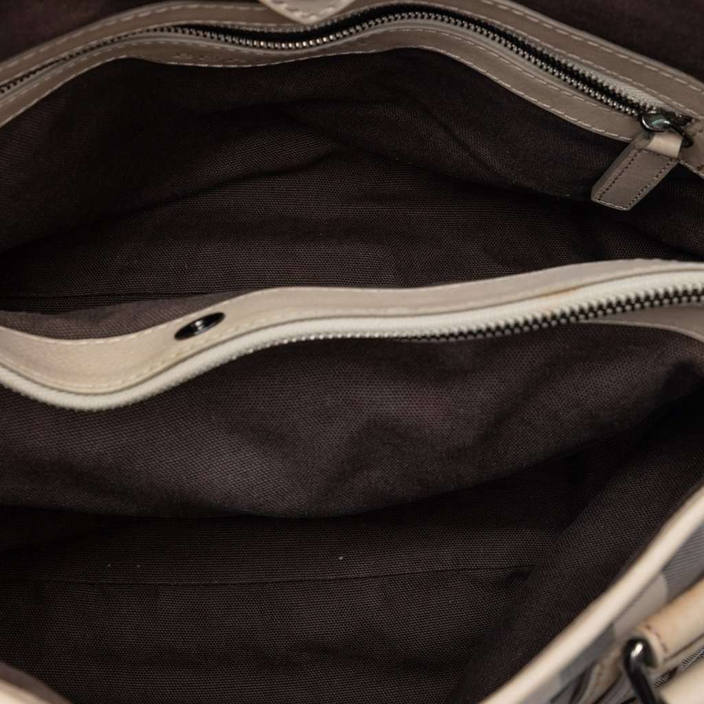 Burberry Smoked Check Coated Canvas Satchel Beige Very good condition - Model View