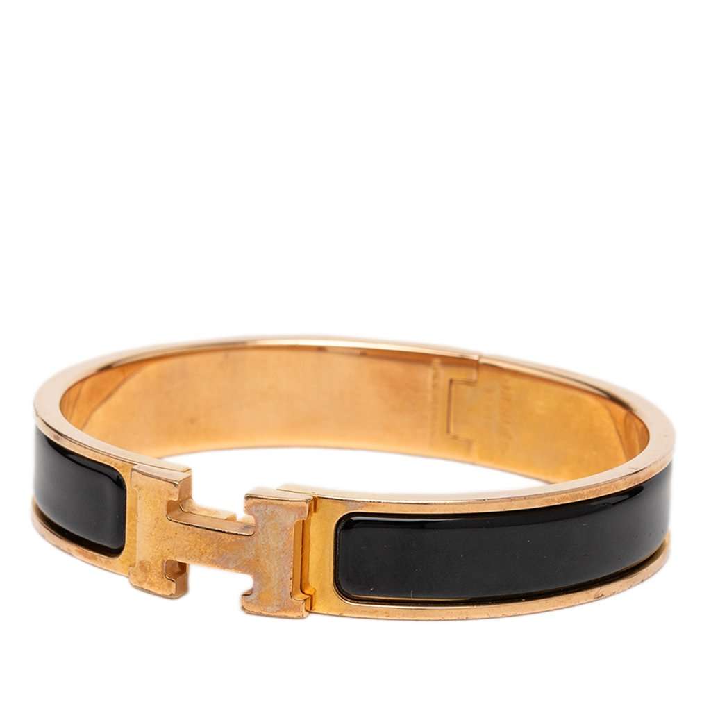 Hermès Narrow Enamel Clic H Bracelet PM Black Very good - Back View