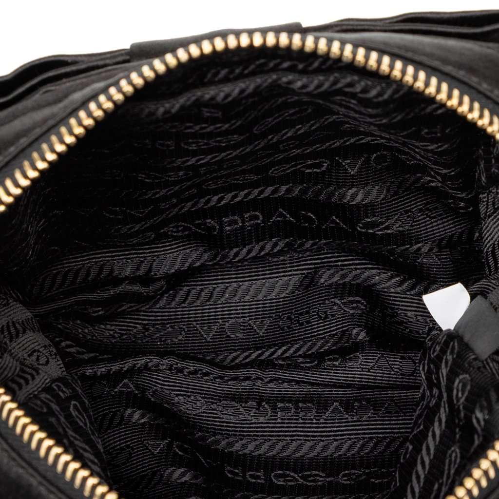 Prada Raso Fiocco Bow Pouch Black Very good - Model View