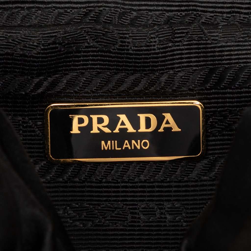 Prada Raso Fiocco Bow Pouch Black Very good - Box View