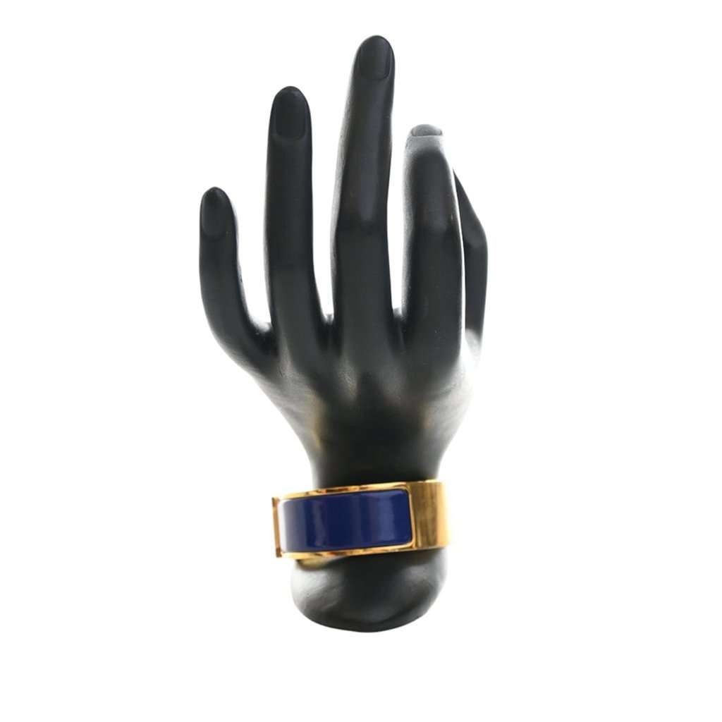 Hermès Wide Enamel Clic Clac H Bracelet PM Blue Very good condition - Back View