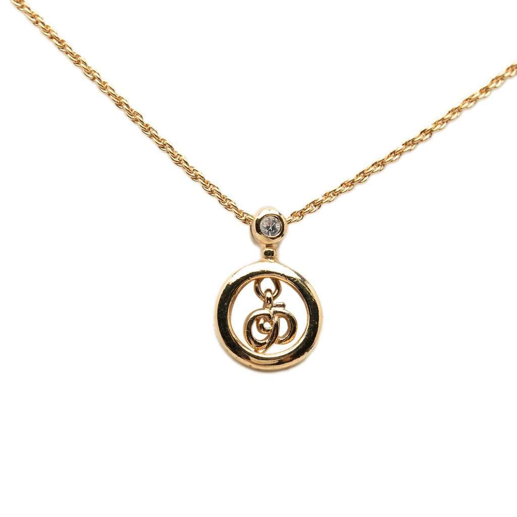 Dior Gold Plated CD Logo Strass Pendant Necklace Gold Metal Very good condition - Front View