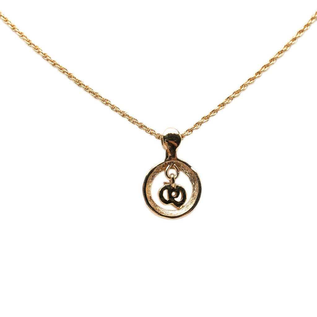 Dior Gold Plated CD Logo Strass Pendant Necklace Gold Metal Very good condition - Back View
