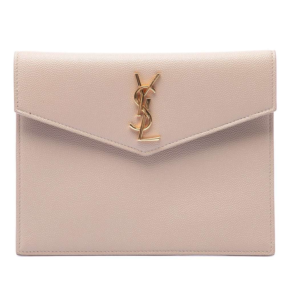 Saint Laurent Baby Grain De Poudre Uptown Pouch Beige Leather Very good condition - Front View
