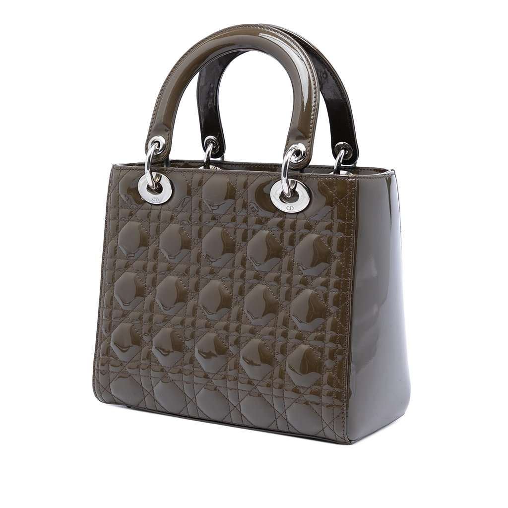 Dior Medium Patent Cannage Lady Dior Brown Leather Very good condition - Back View