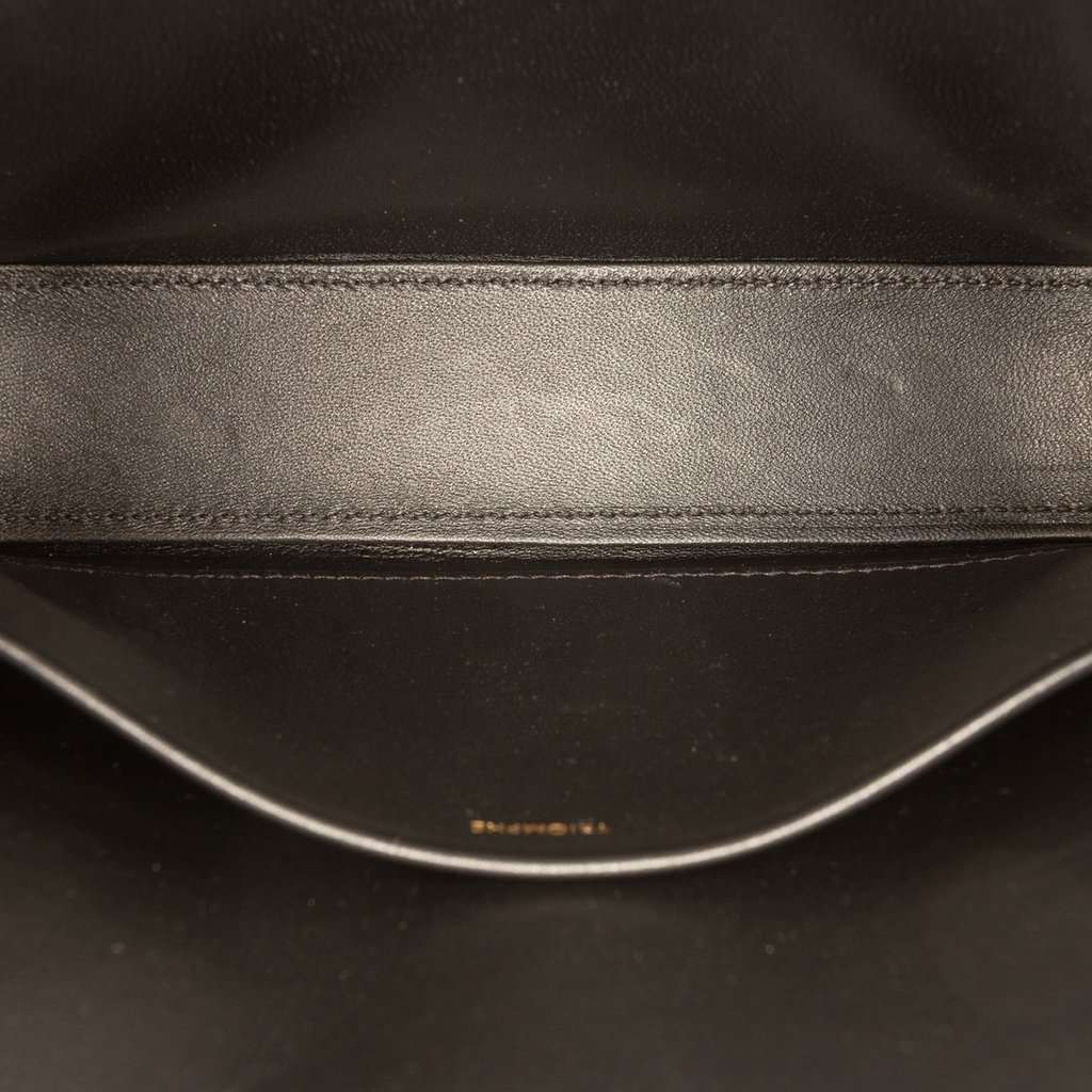 Celine Shiny Calfskin Triomphe Claude Shoulder Bag Black Leather Never worn - Model View