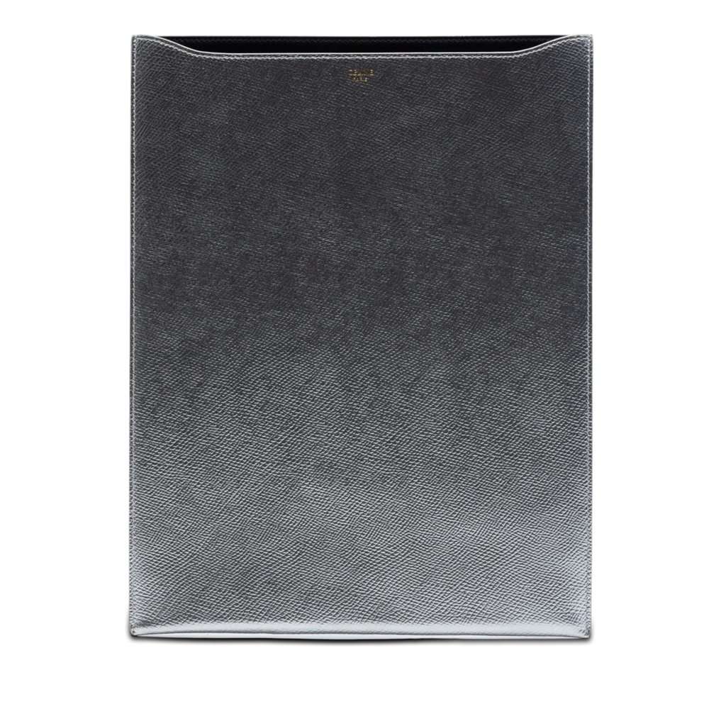 Celine Metallic Grained Calfskin Tablet Sleeve Silver Leather Very good condition - Front View