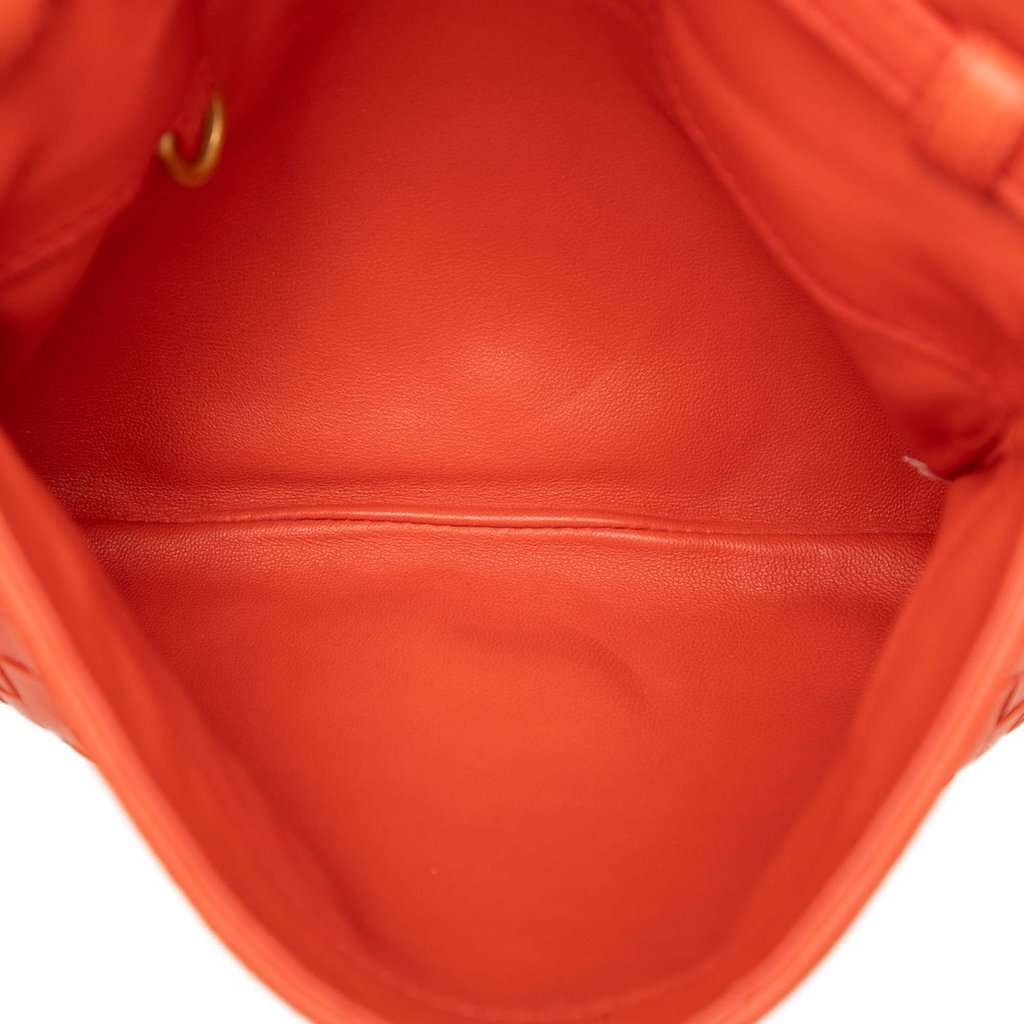 Bottega Veneta Nappa Intrecciato Flap Crossbody Orange Leather Very good - Model View