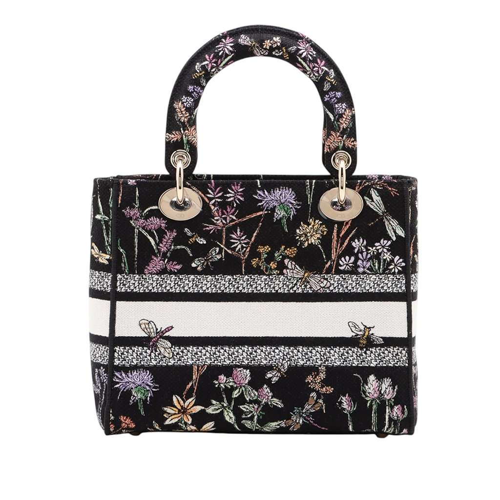 Dior Medium Embroidered Canvas Herbarium Lady D Lite Black Very good condition - Back View
