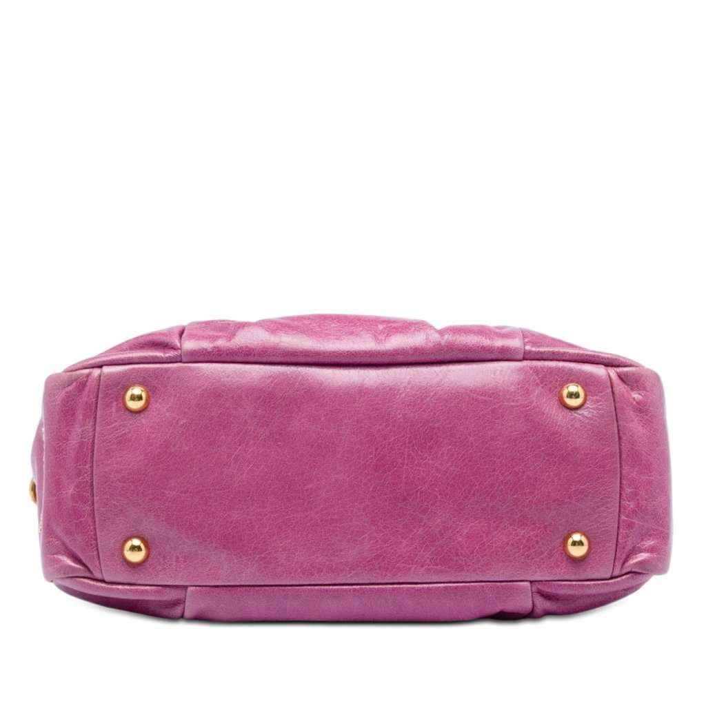 Miu Miu Vitello Lux Shirring Bauletto Satchel Pink Leather Very good - Inside View