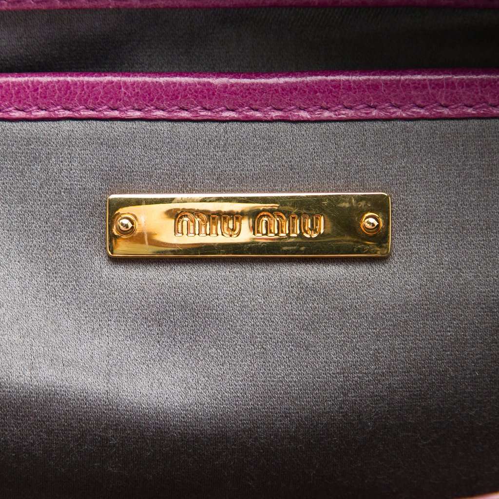 Miu Miu Vitello Lux Shirring Bauletto Satchel Pink Leather Very good - Box View