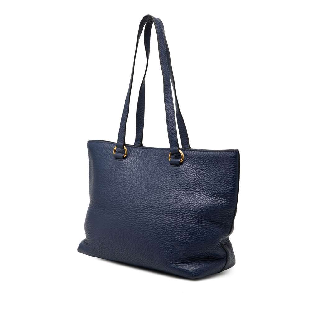 Prada Vitello Daino Canapa Logo Tote Blue Leather Very good - Back View