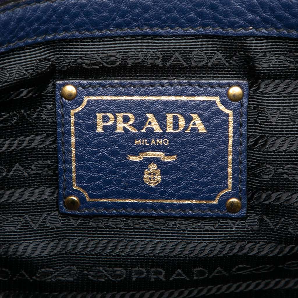 Prada Vitello Daino Canapa Logo Tote Blue Leather Very good - Box View