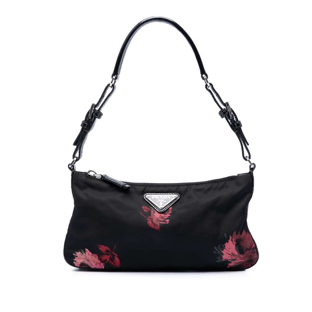 Prada Tessuto Floral Stampato Pochette Black Very good condition - Front View