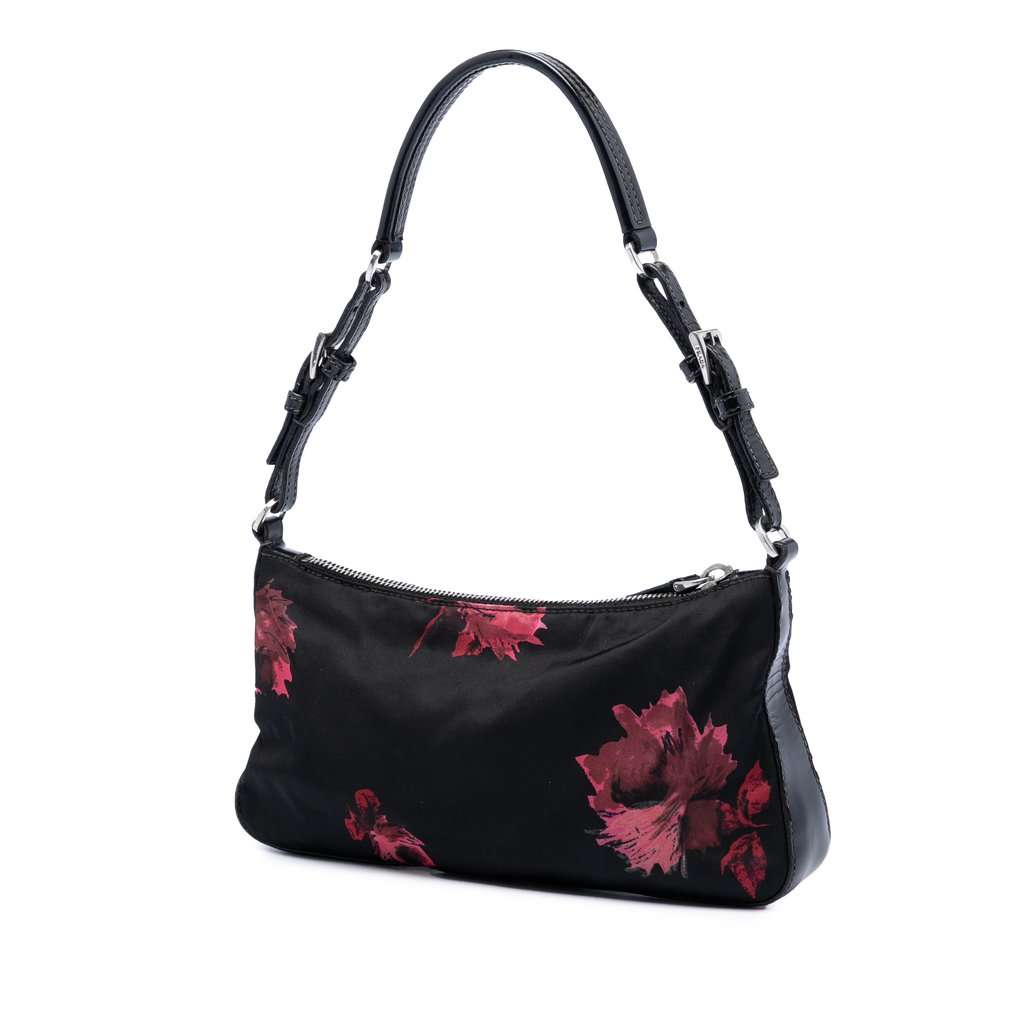 Prada Tessuto Floral Stampato Pochette Black Very good condition - Back View