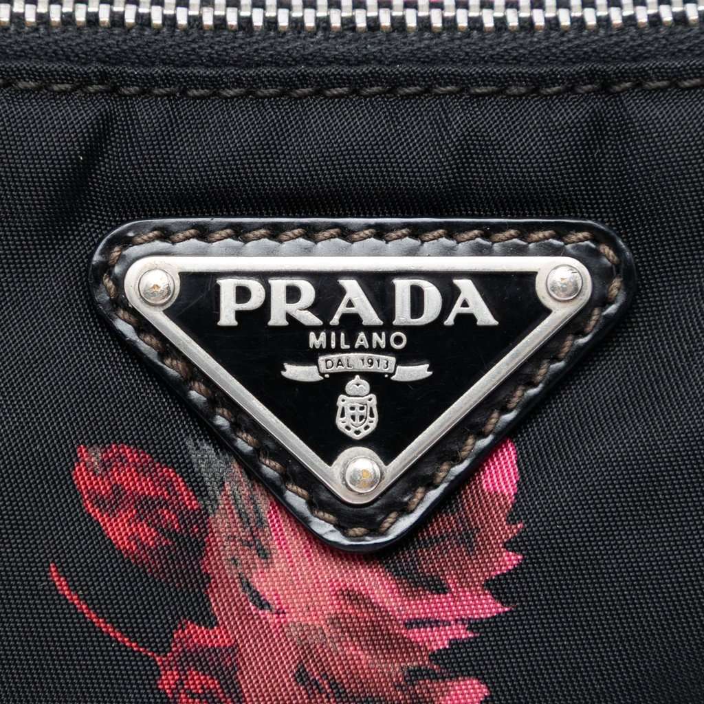 Prada Tessuto Floral Stampato Pochette Black Very good condition - Box View