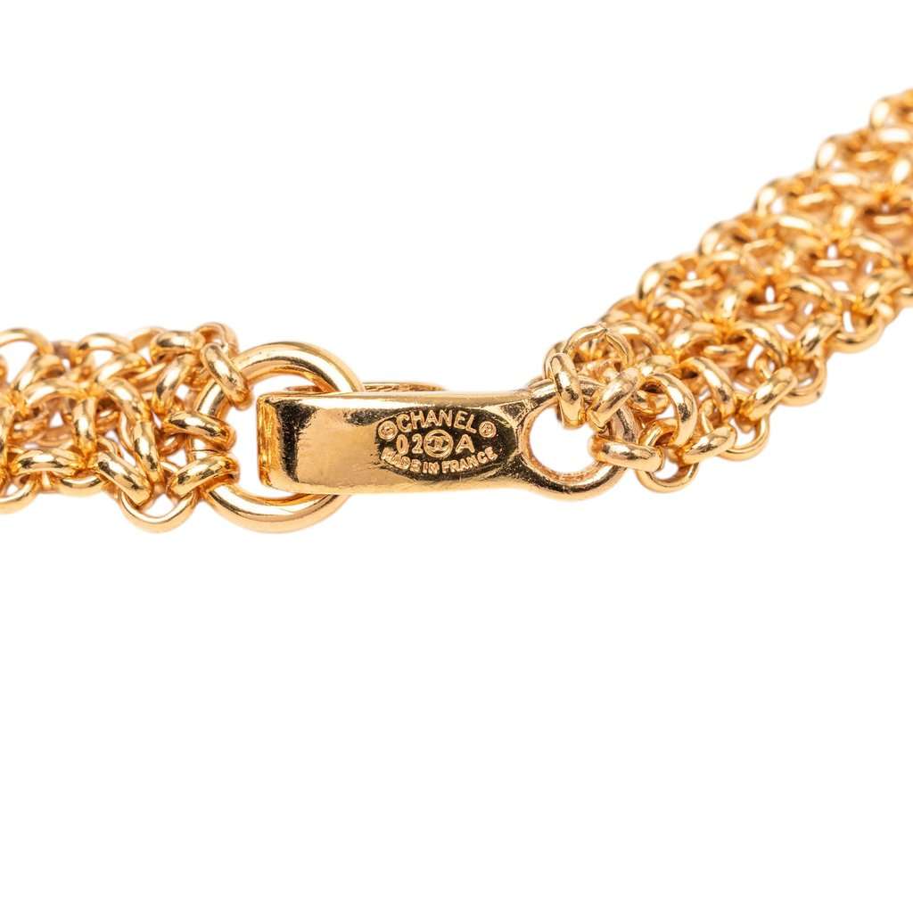 Chanel Gold Plated Double Chain Necklace Gold Metal Very good - Inside View