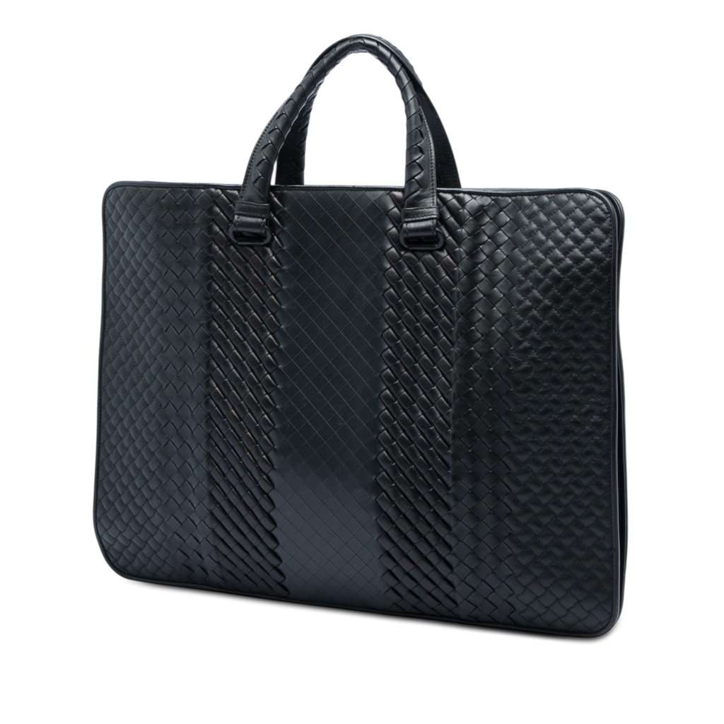 Bottega Veneta Nappa Intrecciato Club Fume Briefcase Black Leather Very good - Back View