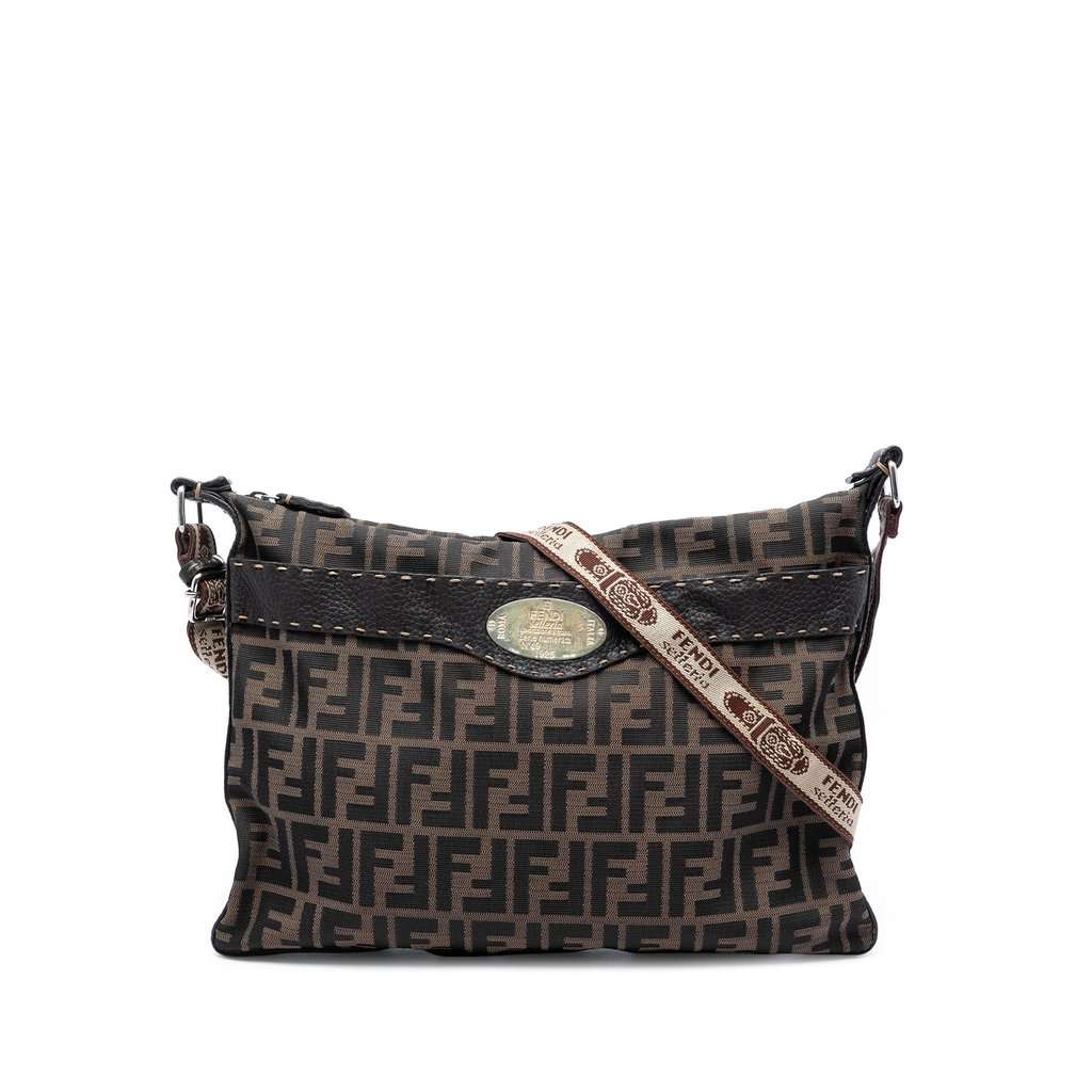 Fendi Zucca Canvas Selleria Crossbody Brown Very good condition - Front View