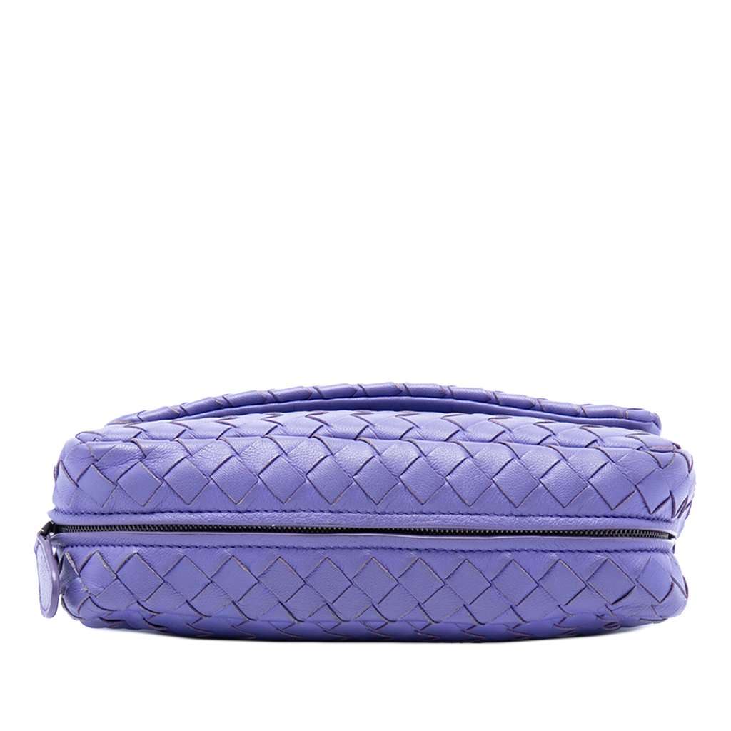Bottega Veneta Mini Nappa Intrecciato Expandable Chain Flap Crossbody Purple Leather Very good - Inside View