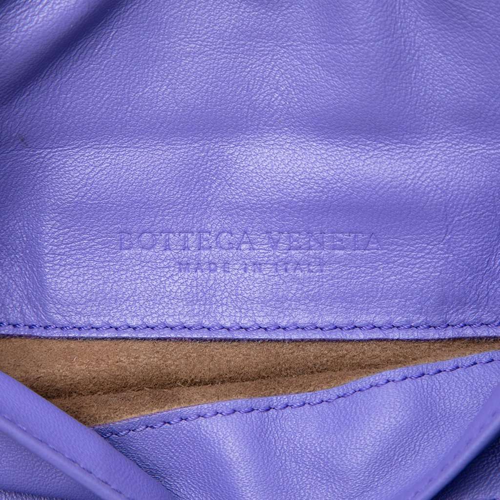 Bottega Veneta Mini Nappa Intrecciato Expandable Chain Flap Crossbody Purple Leather Very good - Box View