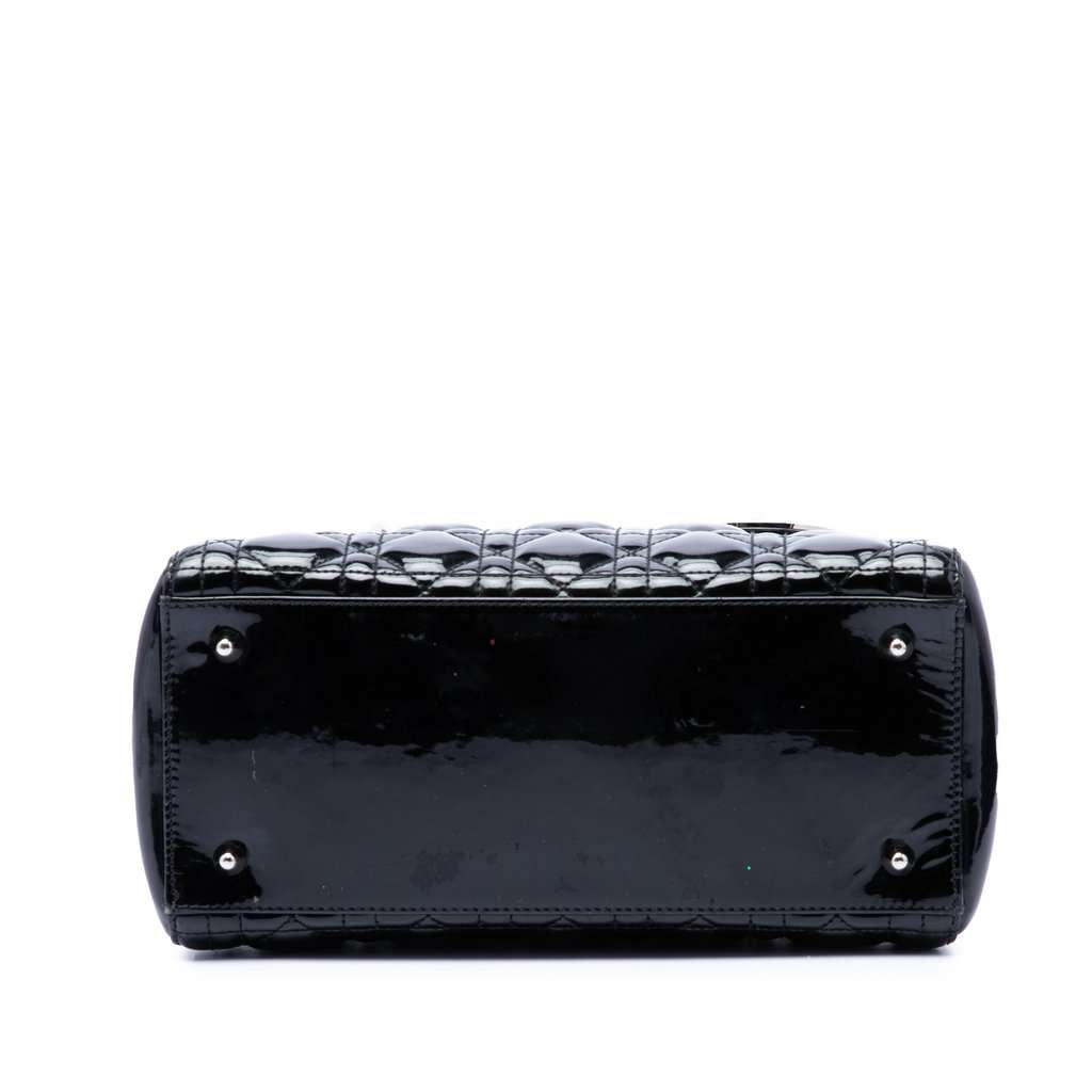 Dior Medium Patent Cannage Lady Dior Black Leather Very good condition - Inside View