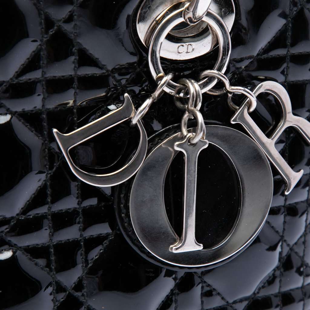 Dior Medium Patent Cannage Lady Dior Black Leather Very good condition - Box View