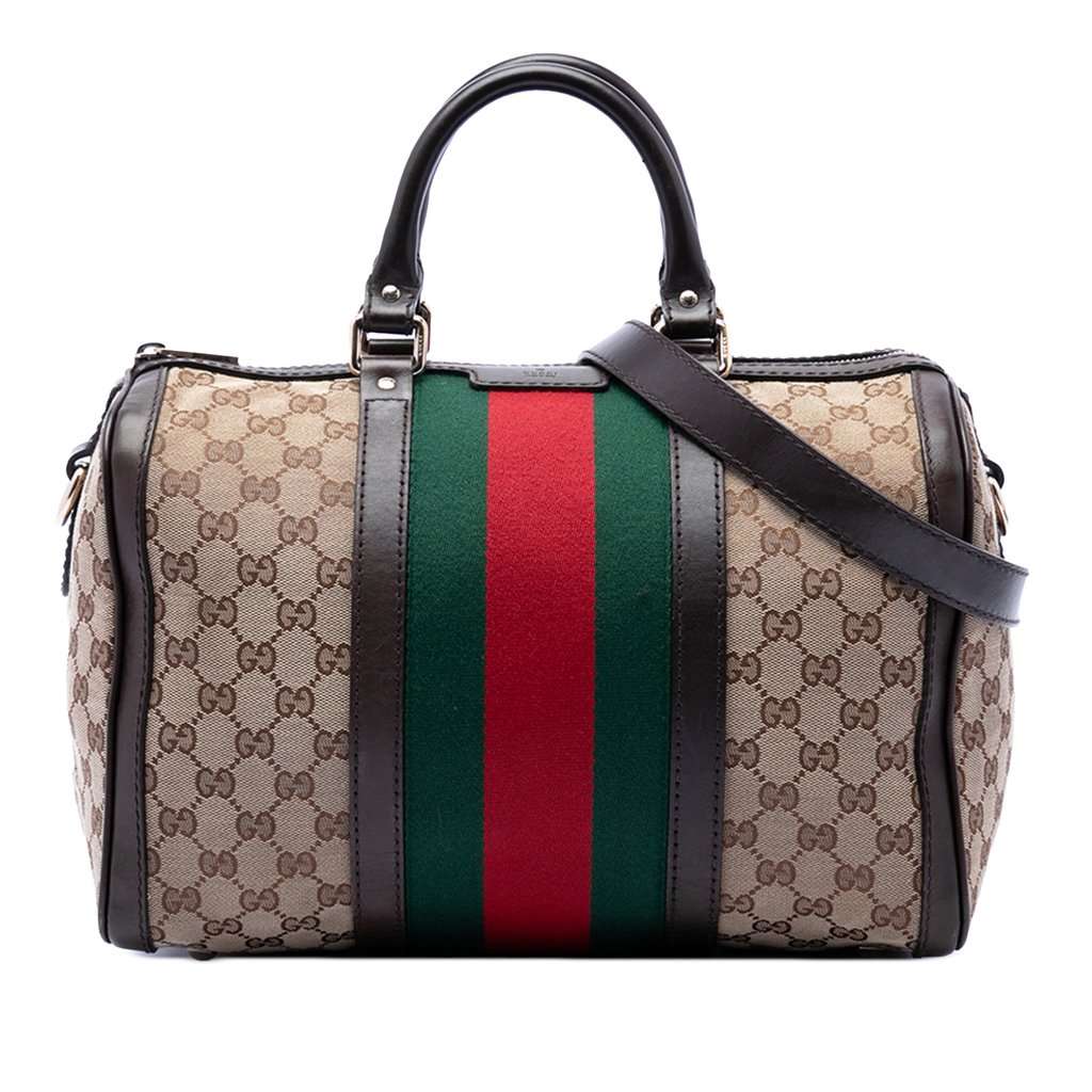Gucci Medium GG Canvas Web Joy Boston Bag Beige Very good - Front View