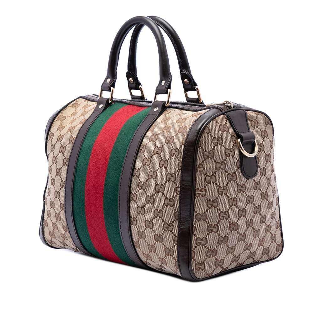 Gucci Medium GG Canvas Web Joy Boston Bag Beige Very good - Back View