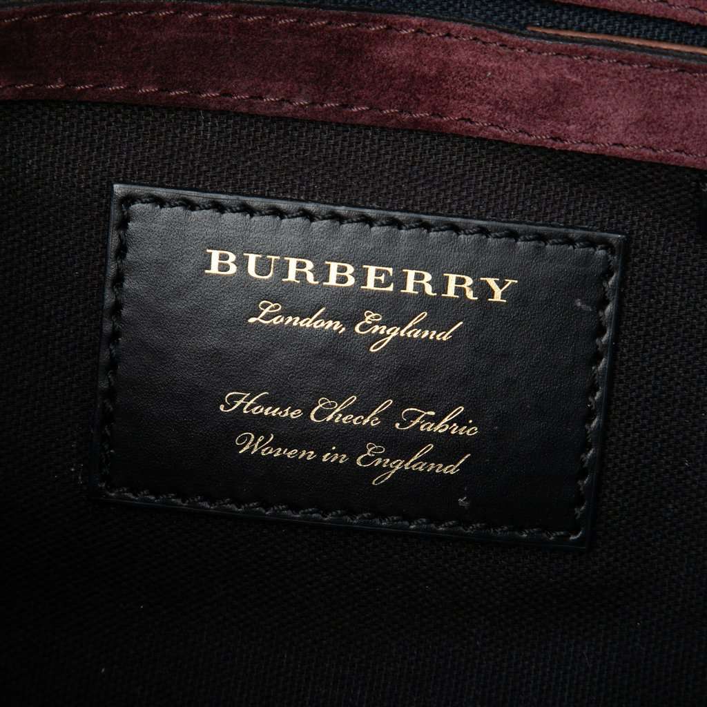 Burberry Small Leather and House Check Canvas Derby Macken Crossbody Brown Very good - Box View