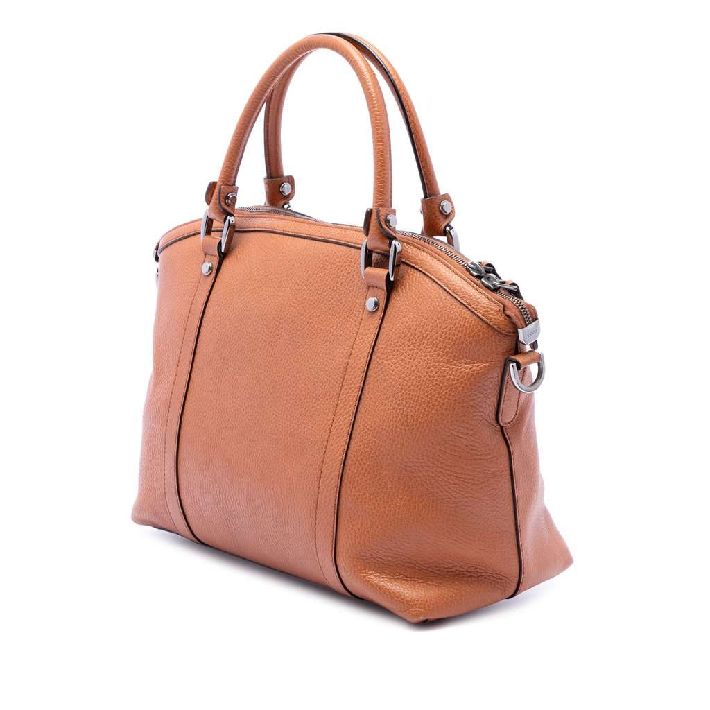 Gucci Medium Calfskin GG Charm Dome Satchel Brown Leather Very good condition - Back View