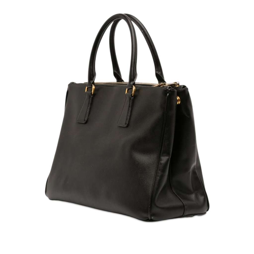 Prada Medium Saffiano Lux Galleria Double Zip Satchel Black Leather Very good condition - Back View