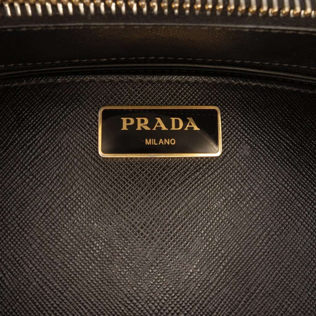 Prada Medium Saffiano Lux Galleria Double Zip Satchel Black Leather Very good condition - Box View