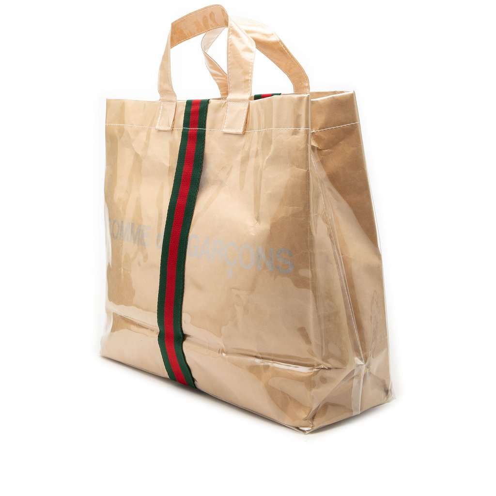 Gucci COMME des GARCONS PVC Web Shopper Tote Beige Plastic Very good condition - Back View