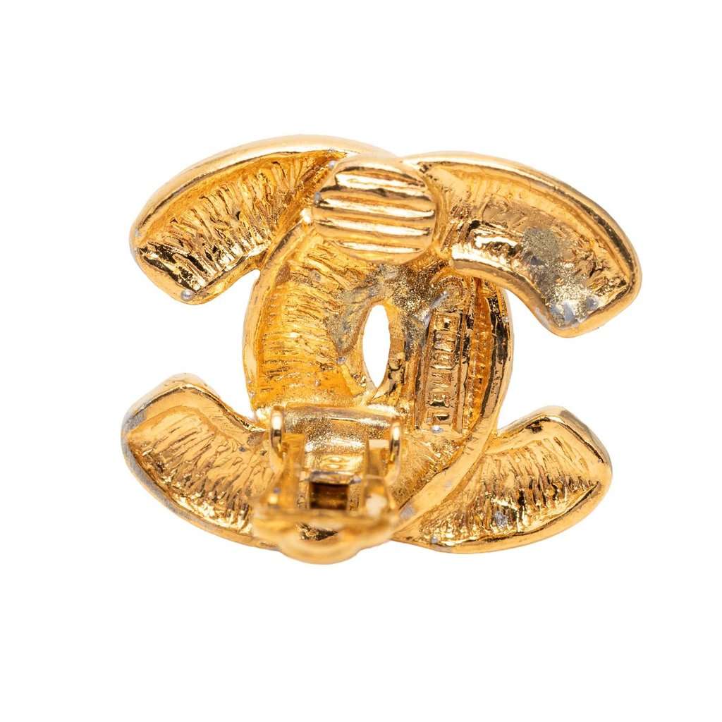 Chanel CC Quilted Gold Plated Clip On Earrings Gold Metal Very good - Inside View