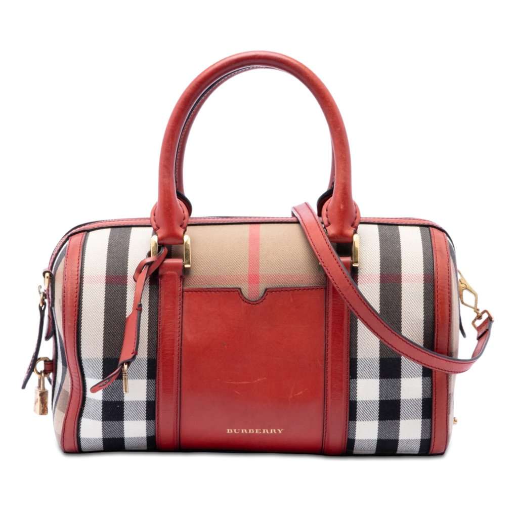 Burberry Medium House Check Canvas Sartorial Alchester Satchel Brown Very good condition - Front View