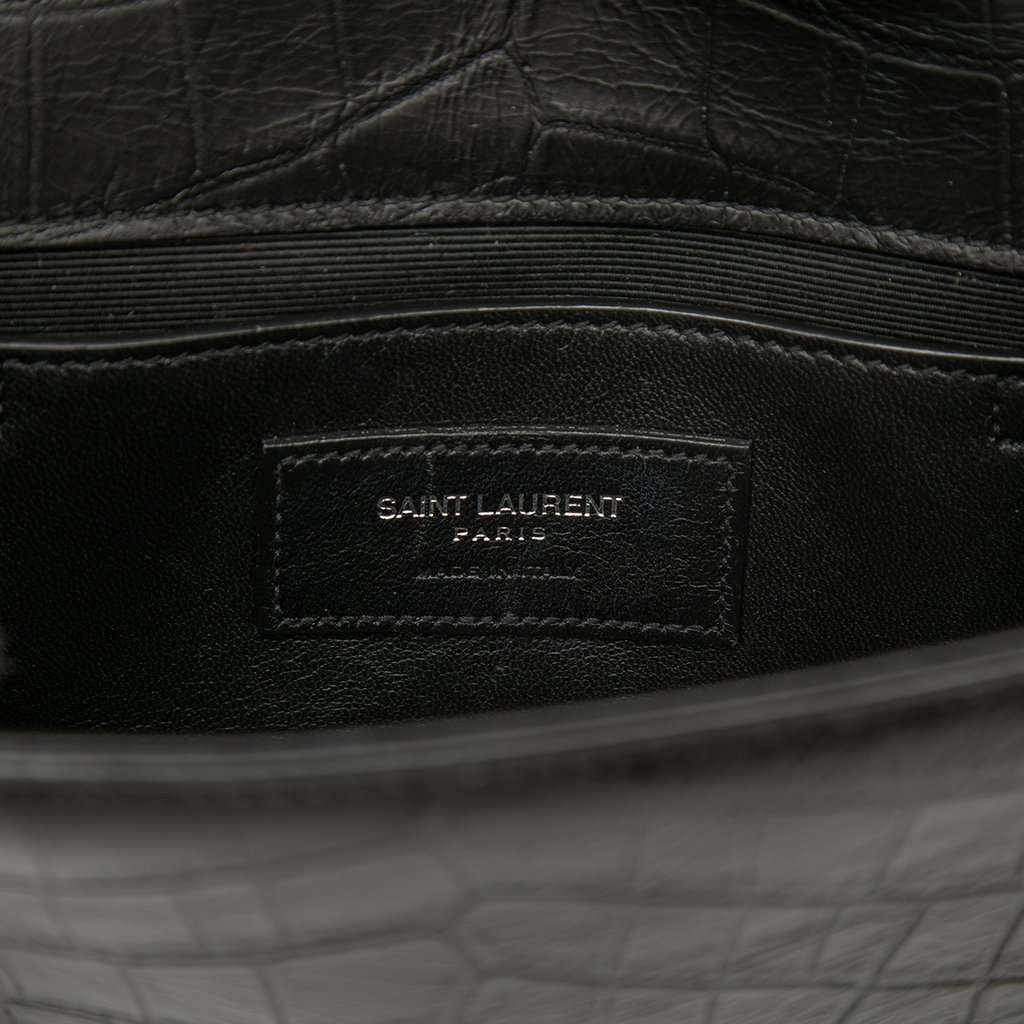 Saint Laurent Small Croc Embossed Leather Monogram Kate Tassel Crossbody Black Leather Very good condition - Box View