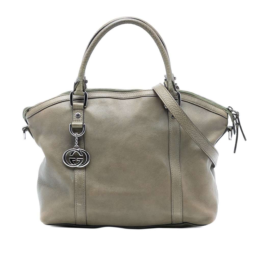 Gucci Leather GG Charm Dome Satchel Brown Leather Never worn, with tag - Front View