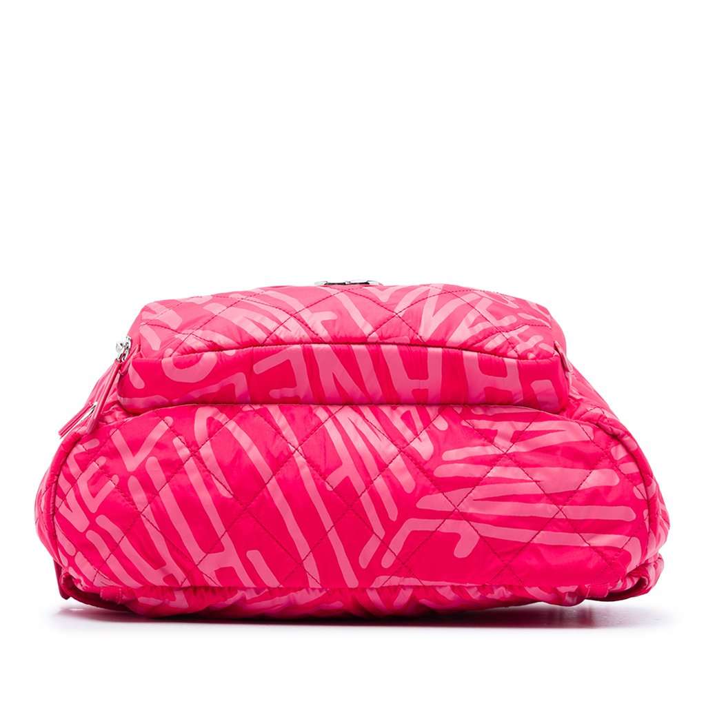 Chanel Printed Nylon Coco Neige Convertible Backpack Pink Very good condition - Inside View
