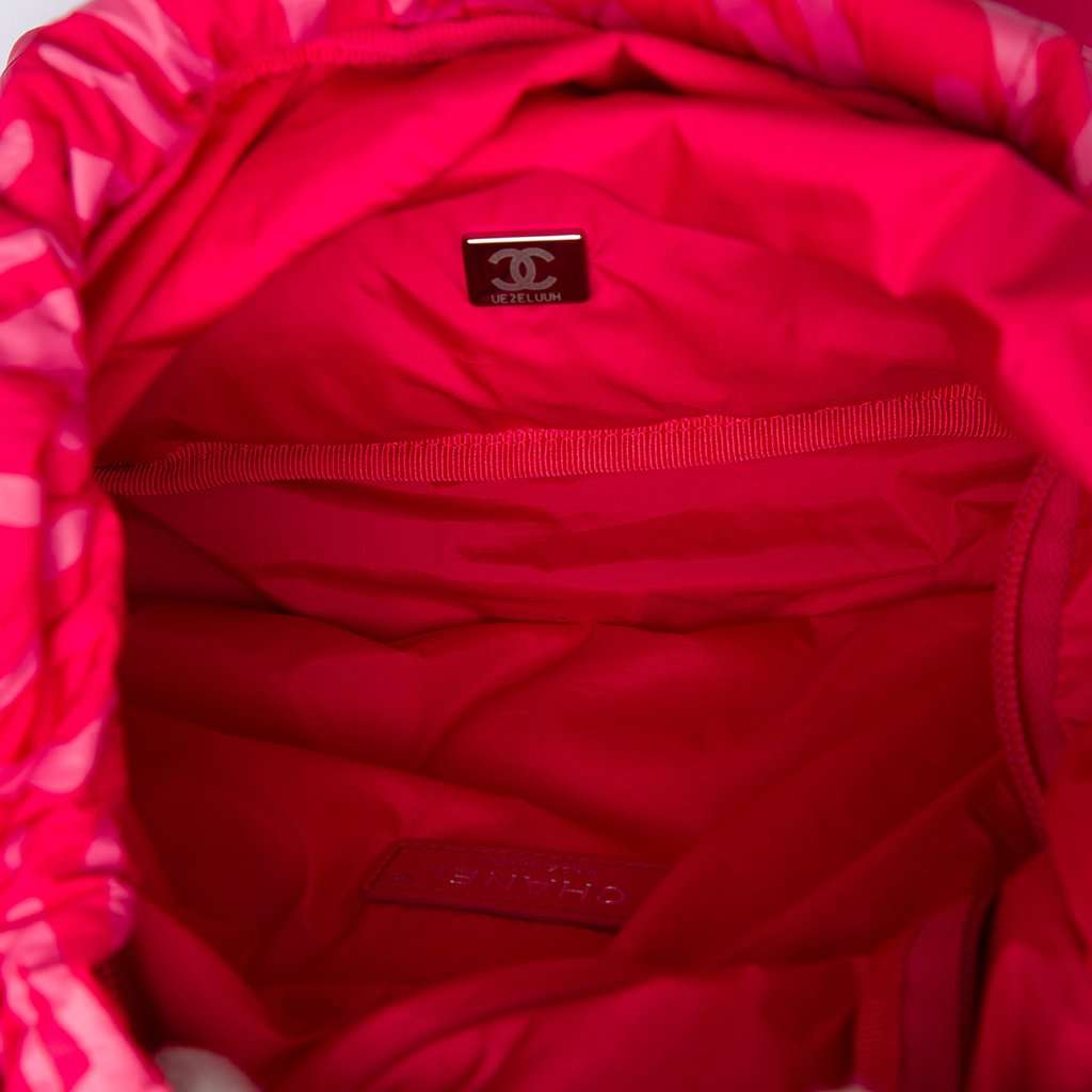 Chanel Printed Nylon Coco Neige Convertible Backpack Pink Very good condition - Model View