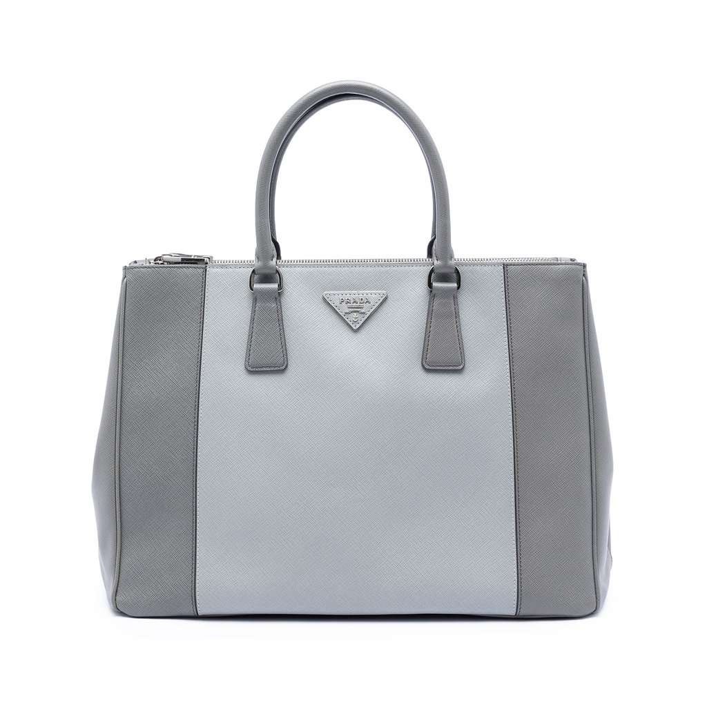 Prada Large Bicolor Saffiano Lux Galleria Double Zip Satchel Other Leather Very good condition - Front View