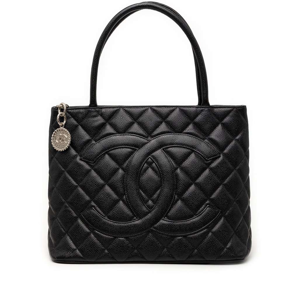 Chanel Caviar Medallion Tote Black Leather Very good condition - Front View