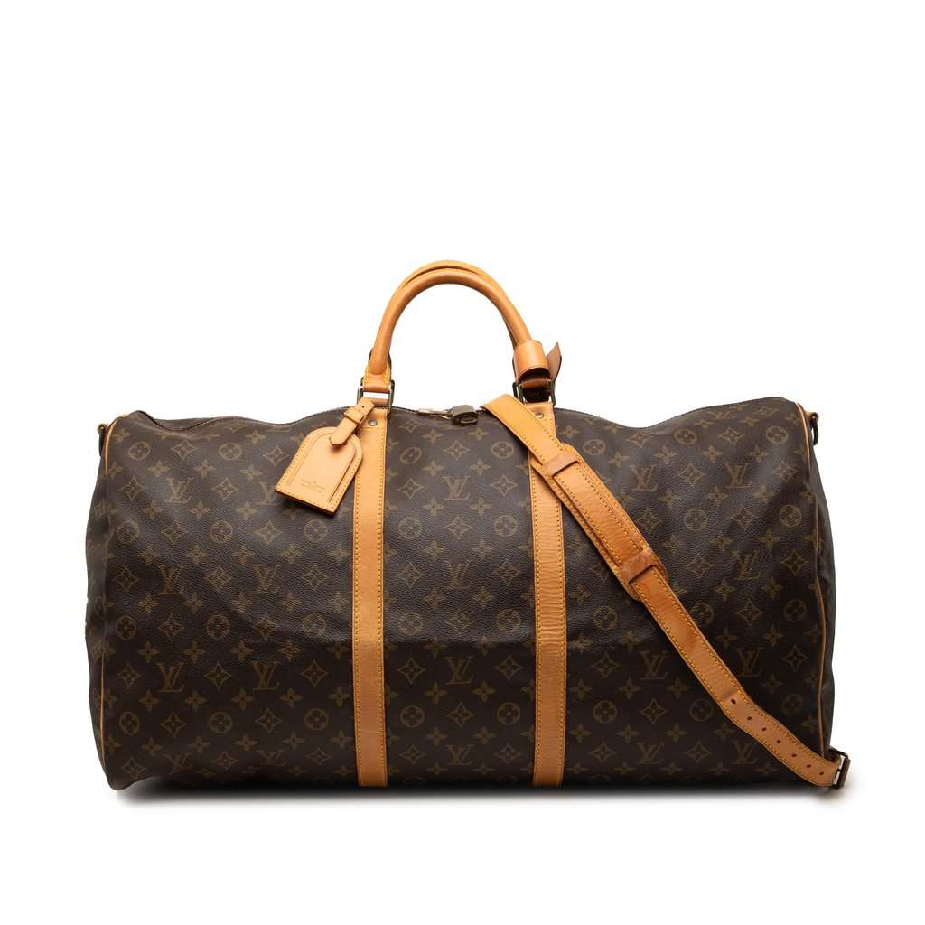 Louis Vuitton Monogram Keepall Bandouliere 60 Brown Good - Front View